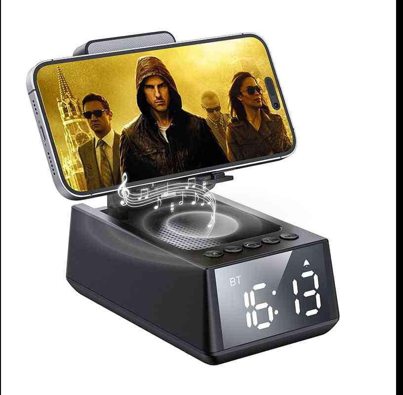 3 In 1 Wireless Bluetooth Speaker With Alarm Clock & Phone Holder